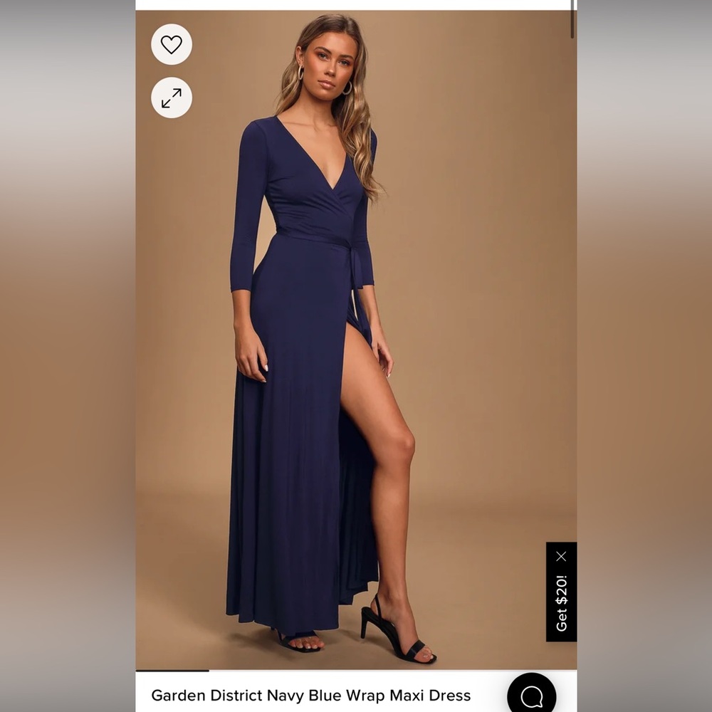 Garden District Navy Blue Wrap Maxi Dress